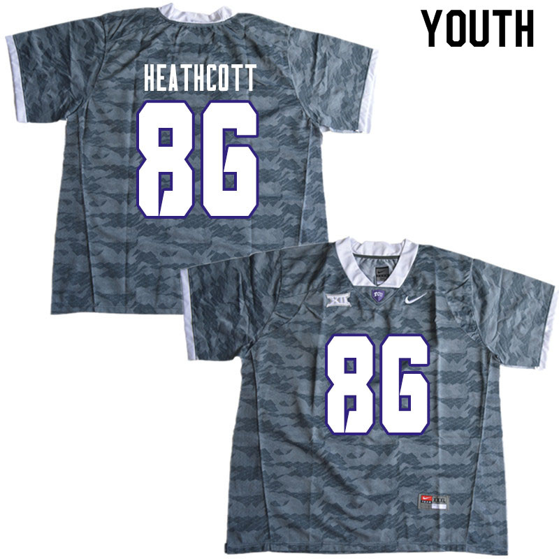 Youth #86 Jack Heathcott TCU Horned Frogs College Football Jerseys Sale-Gray - Click Image to Close